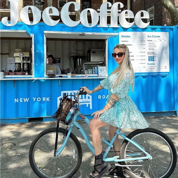 Alice and Olivia Silk Cotton chiffon dress blue floral flowers S - Picture 2 of 4
